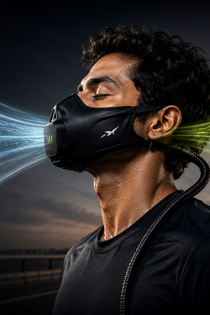 Runner breathing easily in the Second Wind mask